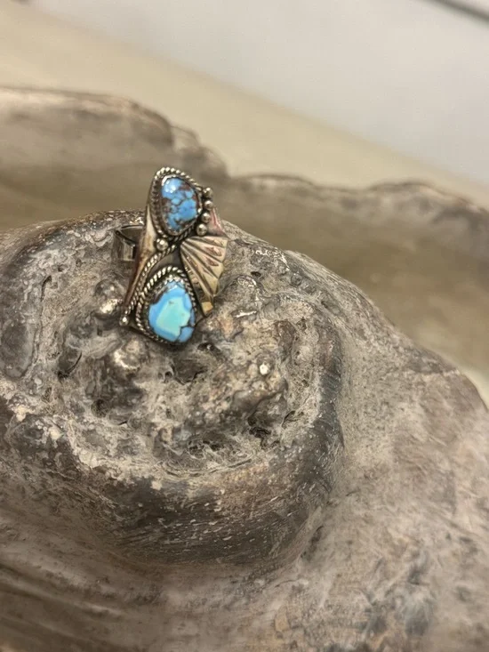 GOLDEN HILLS TURQUOISE 925 STERLING SILVER ADJUSTABLE RING - Picture 17 of 17
